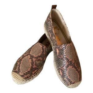 Sam Edelman Khloe Slip-On Espadrilles Peach‎ Snakeskin Women's Size 7.5 M